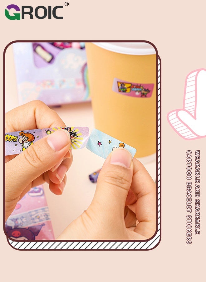 GROIC 2 PCS DIY Bracelets Sticker, Wearable Shareable Stickers with Sticker Book, DIY Jewelry Crafts for Girls, Gift for Girls, Mystery Reveal Sticki Rolls, Sticker String Fun DIY Bracelet and Necklace Making Kit - Image 5